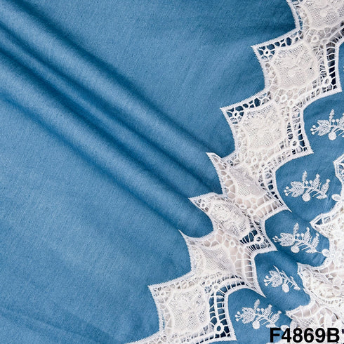 Lace Work Denim Cotton Fabric- F4869